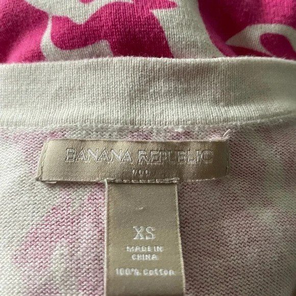 BANANA REPUBLIC WOMENS PINK WHITE SWEATER CARDIGAN TOP SHIRT BUTTON SIZE XS - Picture 3 of 3